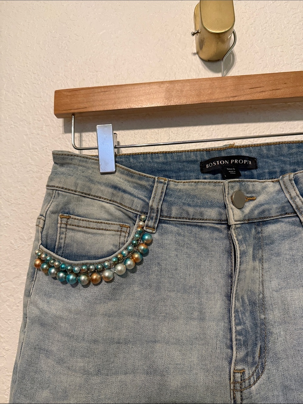 Perfect Boston Proper embellished pearl ankle jeans 8 - Picture 3 of 8